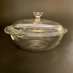 Vintage PYREX Corning Clear Glass 1.5L Round Casserole Baking Dish & Lid, 023